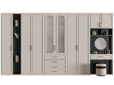 法式装饰化妆台的衣柜3d模型 法式装饰化妆台的衣柜