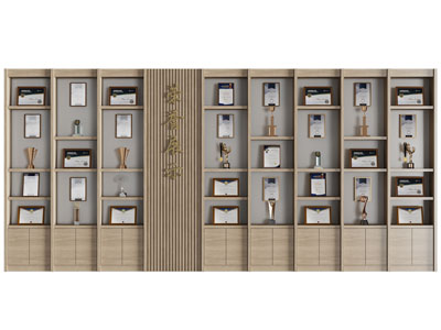 现代奖状 奖牌 奖杯荣誉展示柜