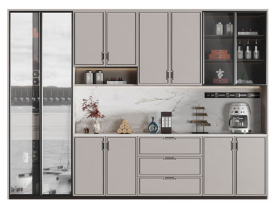 新中式中空玻璃柜门的酒柜