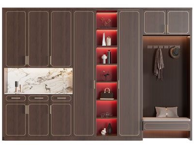 新中式玄关卡座鞋柜