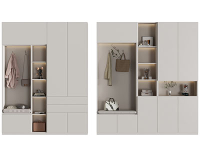 现代玄关卡座鞋柜