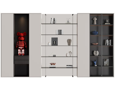 现代装饰暴力熊雕塑的开放式装饰柜