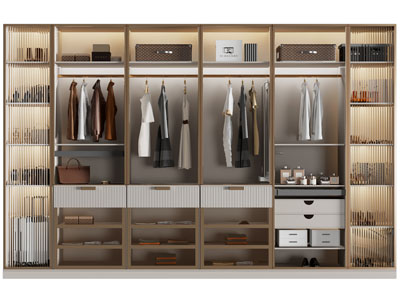 现代实木开放式衣柜3d模型 现代实木开放式衣柜