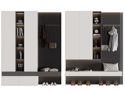 现代玄关卡座鞋柜