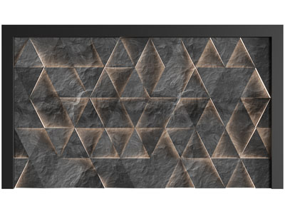 现代几何三角形岩板 毛石背景墙