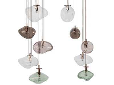 现代不规则彩色玻璃灯罩的吊灯组