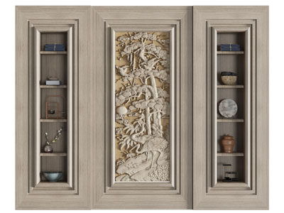 新中式实木浮雕装饰柜