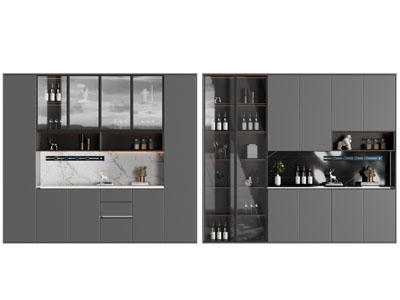 现代黑色木质酒柜