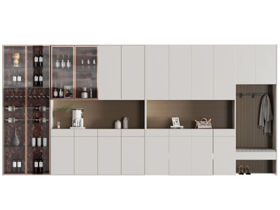 现代玄关鞋柜 酒柜组合一体柜