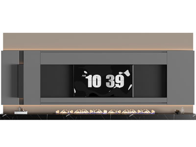 现代电视嵌入柜体装饰壁炉的背景墙