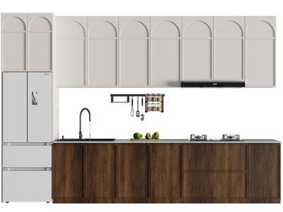 法式嵌入冰箱的整体橱柜 吊柜 高柜