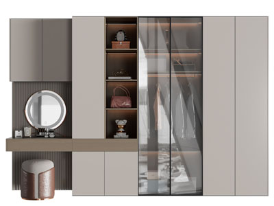 现代延伸梳妆台的衣柜3d模型 现代延伸梳妆台的衣柜