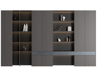 现代实木装饰柜 书柜