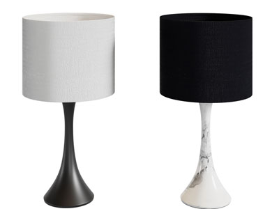 现代黑白撞色柱形灯罩的台灯