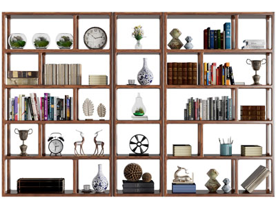 新中式实木书架 博古架