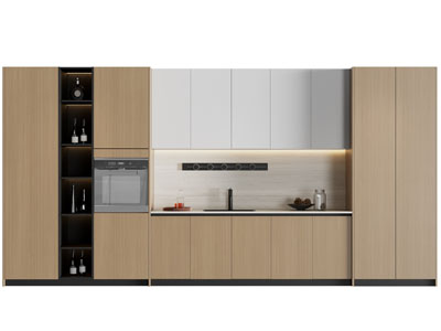 现代实木整体橱柜 高柜