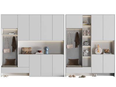 现代玄关卡座装饰鞋柜