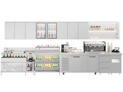 现代操作台 不锈钢橱柜 冷饮柜 奶茶操作台