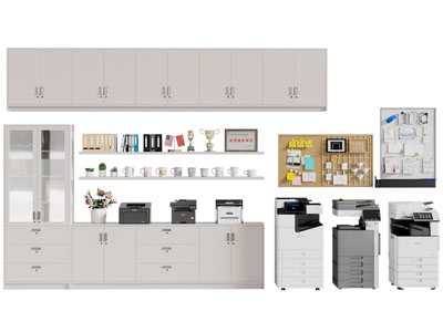 现代办公室打印机 文件收纳柜