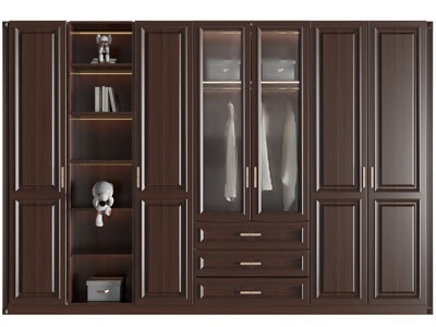 美式实木衣柜3d模型 美式实木衣柜