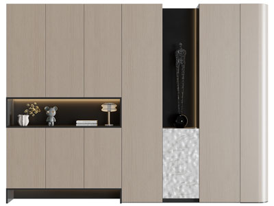 现代玄关中间镂空的玄关鞋柜