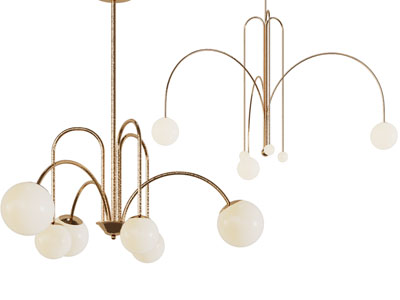 现代球灯罩六头吊灯