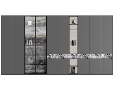 现代玻璃柜门的装饰柜 书柜