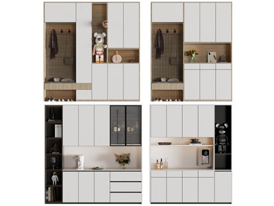 现代玄关卡座装饰鞋柜