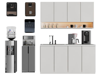 现代办公室茶水间水吧台 茶吧机 咖啡机 直饮机