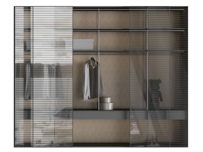 现代玻璃柜门的衣柜3d模型 现代玻璃柜门的衣柜