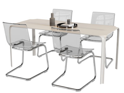 现代长方形餐桌椅组合