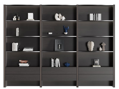 现代实木开放式装饰柜 书柜