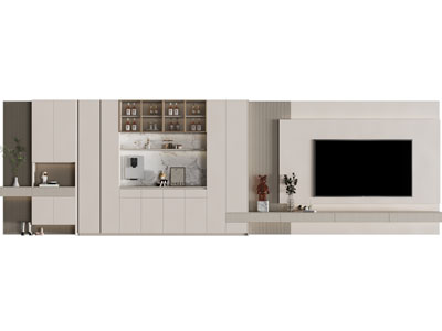 现代电视背景墙玄关鞋柜一体柜