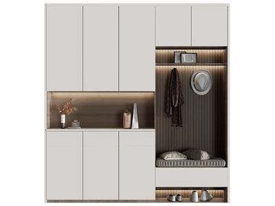 现代实木玄关卡座鞋柜