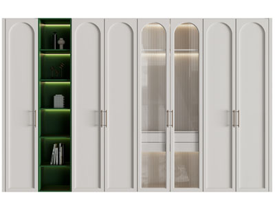 法式装饰玻璃柜门的衣柜3d模型 法式装饰玻璃柜门的衣柜