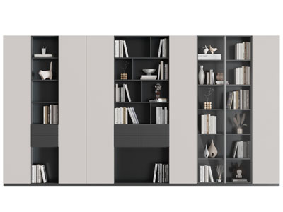 现代半开放式书柜