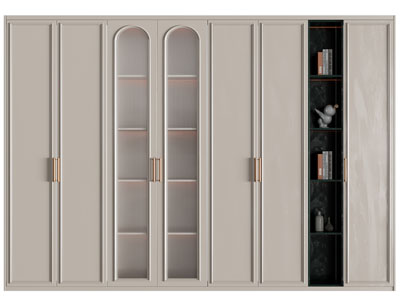 法式中间玻璃柜门的衣柜3d模型 法式中间玻璃柜门的衣柜