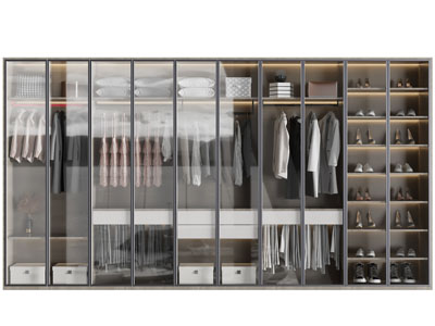 现代玻璃柜门的更衣柜 鞋柜3d模型 现代玻璃柜门的更衣柜 鞋柜
