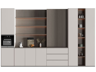 现代中间开放式实木酒柜