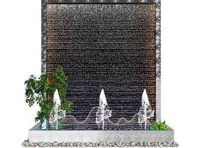 新中式水墙 水池景观园艺小品