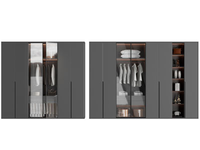 现代中间玻璃柜门的衣柜3d模型 现代中间玻璃柜门的衣柜