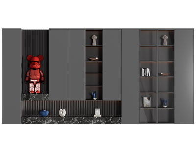 现代黑色装饰暴力熊雕塑的装饰柜 储物柜