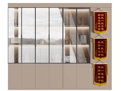 现代奖杯 奖牌 奖状 锦旗装饰收纳柜