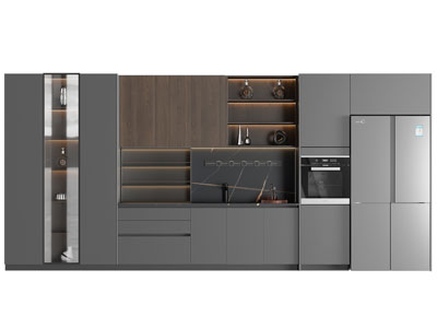 现代加宽嵌入冰箱的酒柜