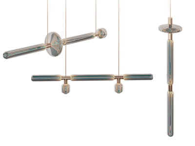 现代彩色管状垂线吊灯