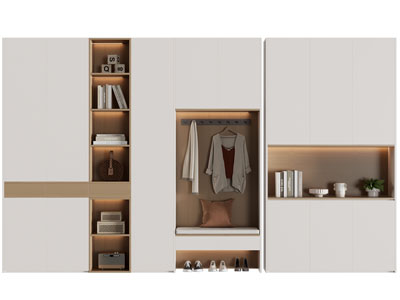 现代实木卡座鞋柜