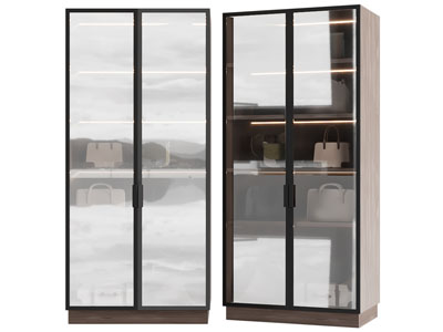 现代玻璃柜门的箱包收纳柜3d模型 现代玻璃柜门的箱包收纳柜