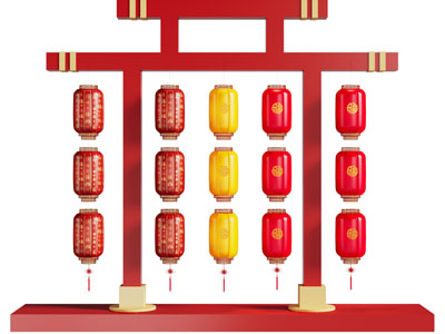 新中式灯笼装饰的美陈 户外装置