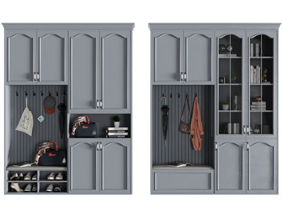 美式实木玄关卡座鞋柜