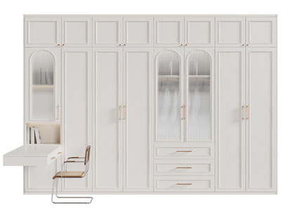 法式延伸书桌椅的衣柜3d模型 法式延伸书桌椅的衣柜